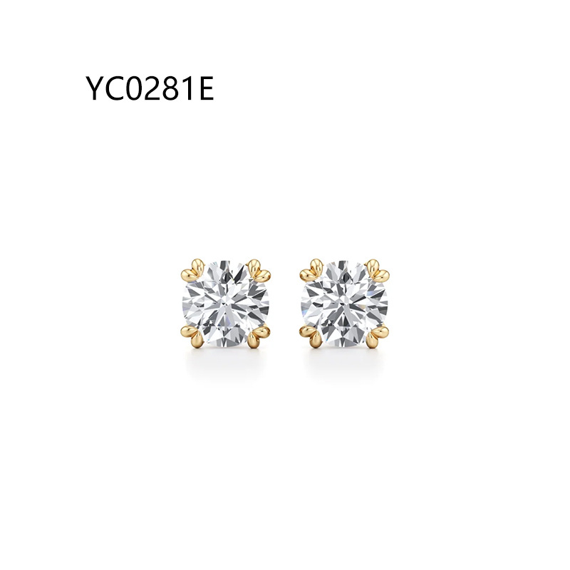 2-carat four-prong stud earrings (single earring 1ct) · S925 Sterling Silver/Moissanite