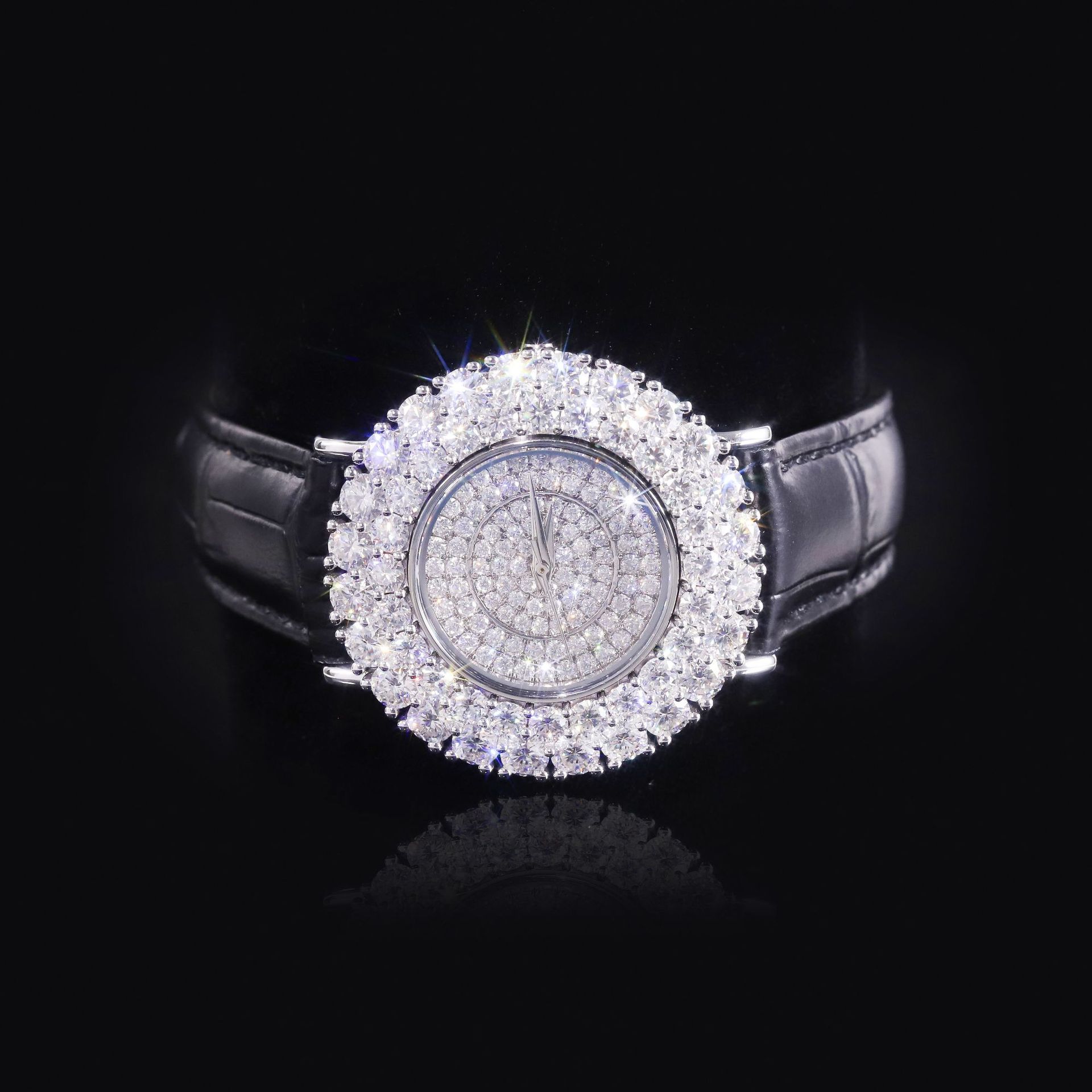 Aodhy 925 Sterling Silver Moissanite Leather Strap Watch — detail 21