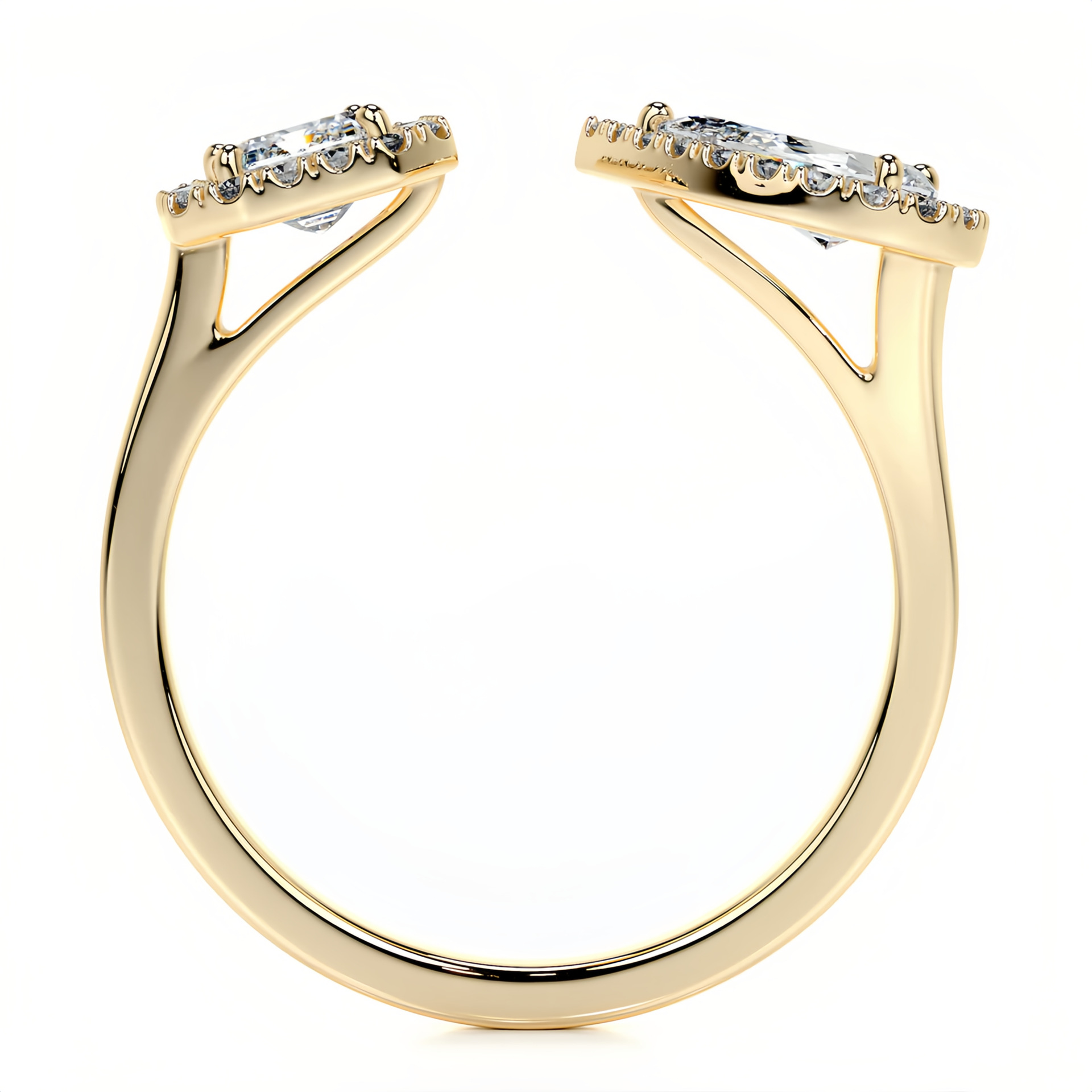 Stylish, open-design ring with a "quiet luxury" aesthetic—a trendy, cross-border fashion piece crafted from S925 sterling silver, gold-plated, and set with a moissanite stone. — detail 19