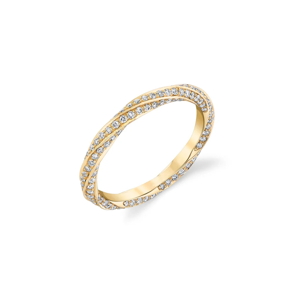 Moissanite Row Ring, 925 Sterling Silver Gold Plated Eternity Band Stackable Ring — detail 9