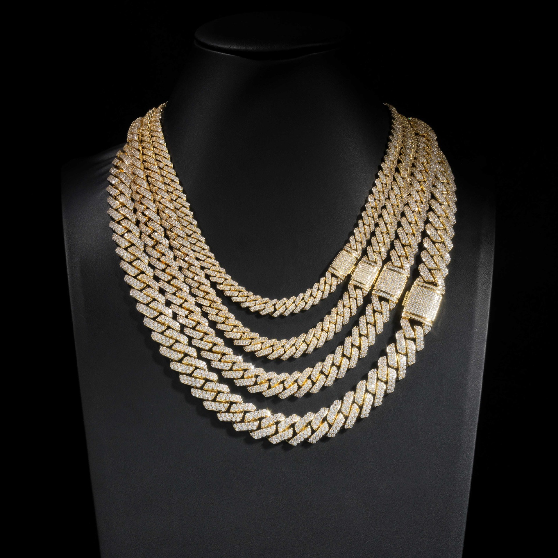 AODHY 8–15mm Double-Row Diamond-Shaped Iced-Out Cuban Link Necklace & Bracelet — detail 13