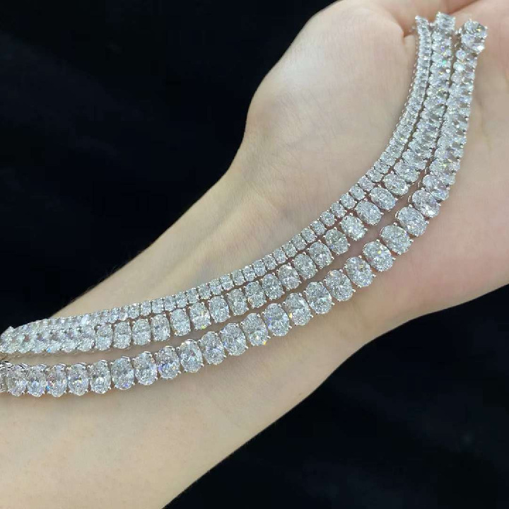 18K White Gold Oval-Cut Lab-Grown Diamond Tennis Bracelet – Approx. 4.6ct, 15.5cm — detail 5