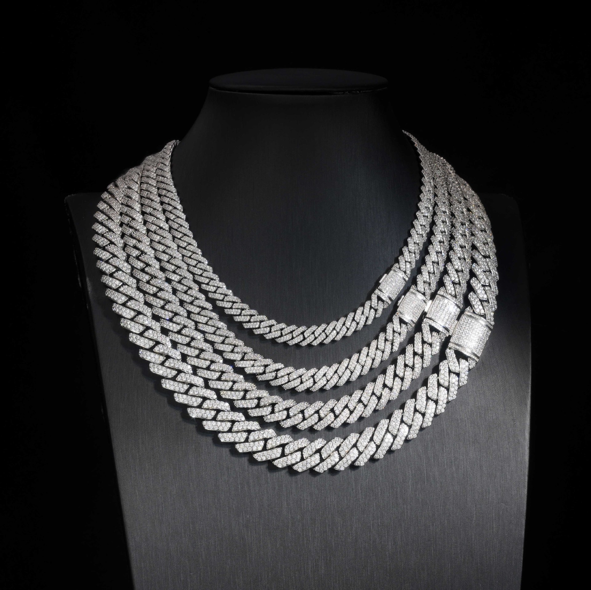 AODHY 8–15mm Double-Row Diamond-Shaped Iced-Out Cuban Link Necklace & Bracelet — detail 11