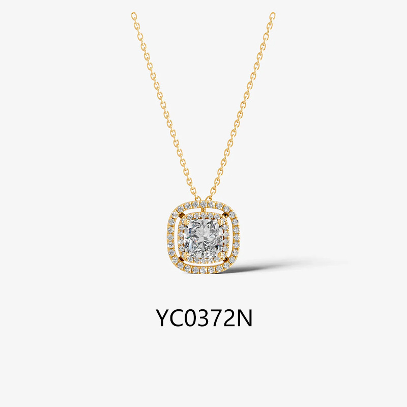 1CT Moissanite Necklace - Cushion · S925 silver / 40+5cm chain included