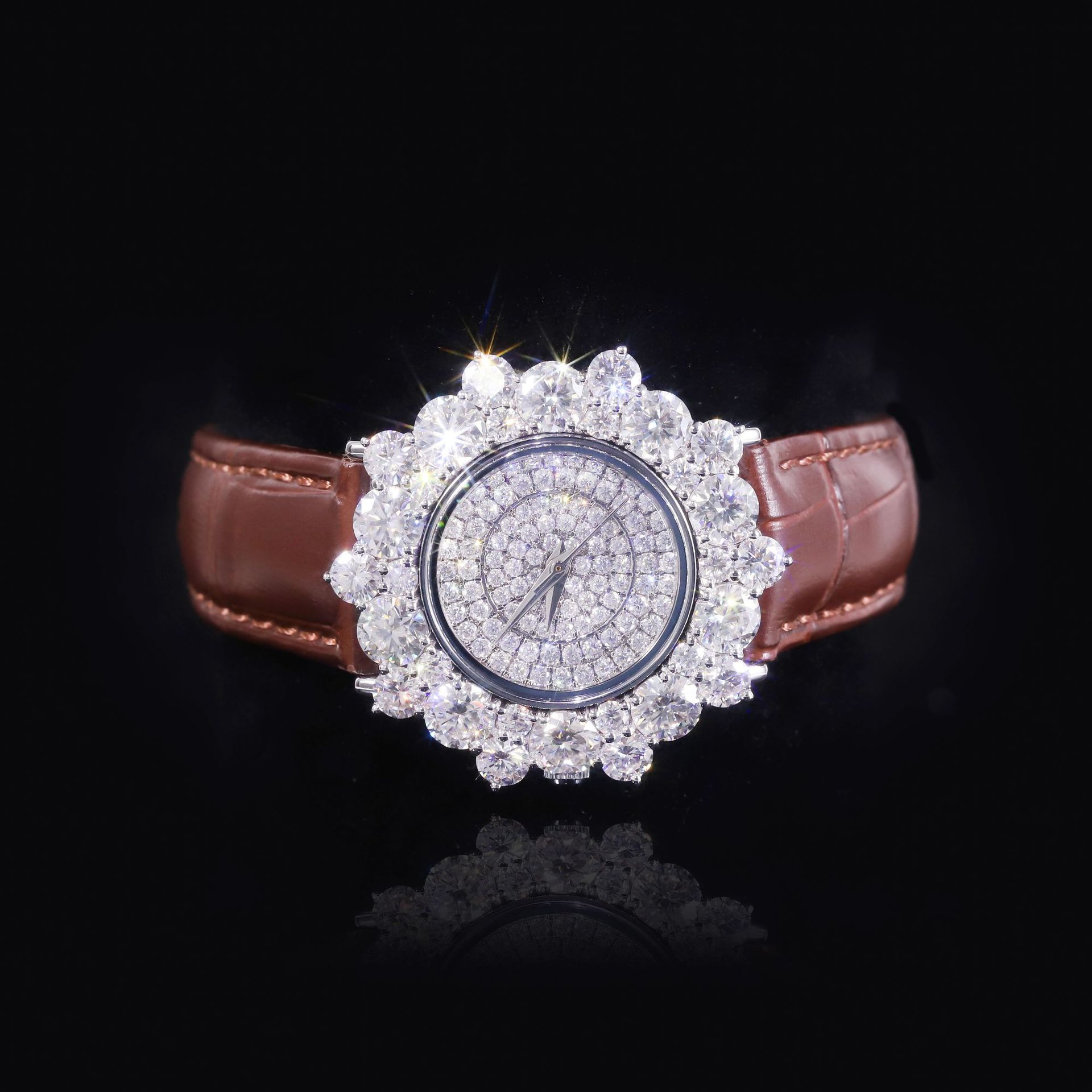 Aodhy 925 Sterling Silver Moissanite Leather Strap Watch — detail 16