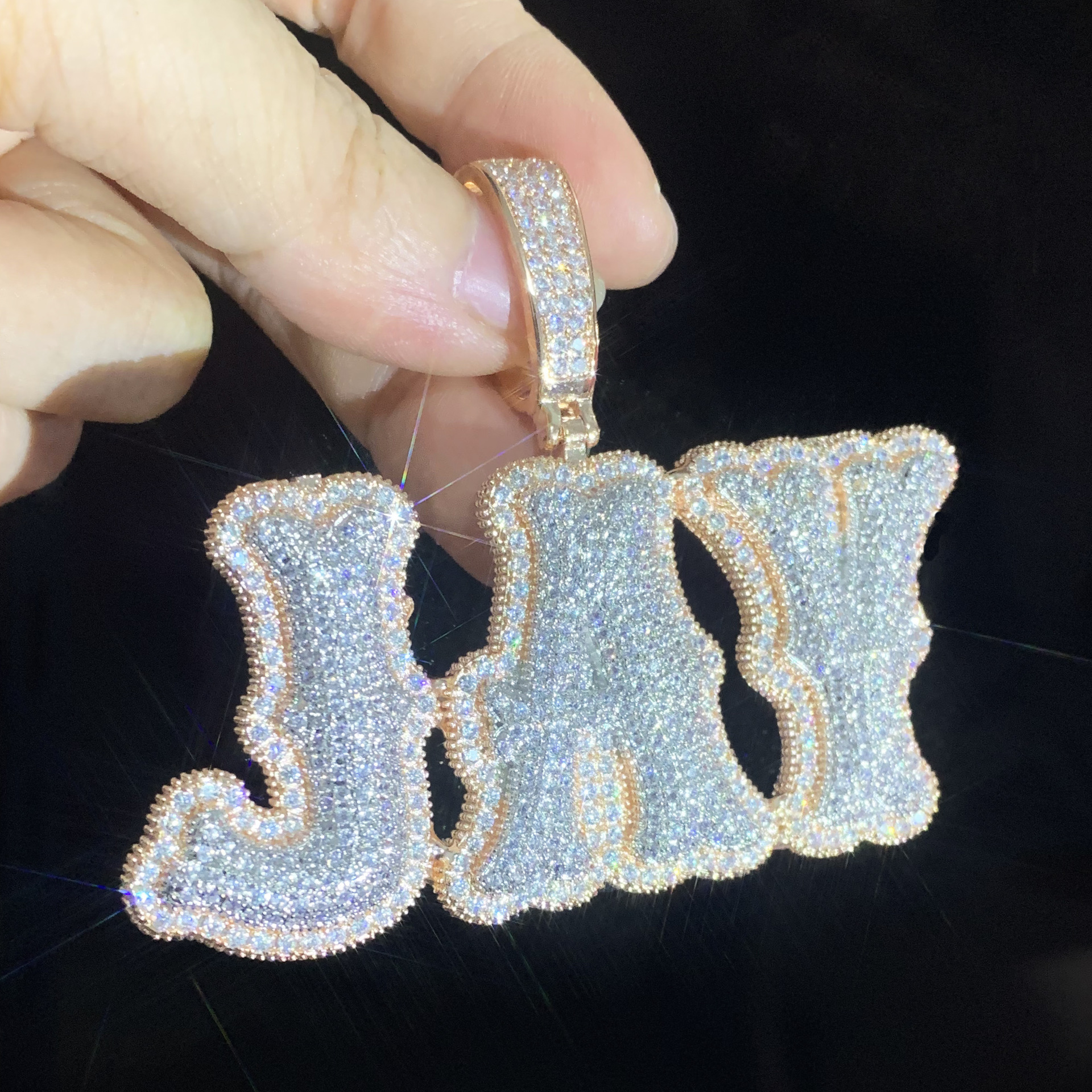 Aodhy Custom Bubble Letter CZ Name Pendant — detail 8