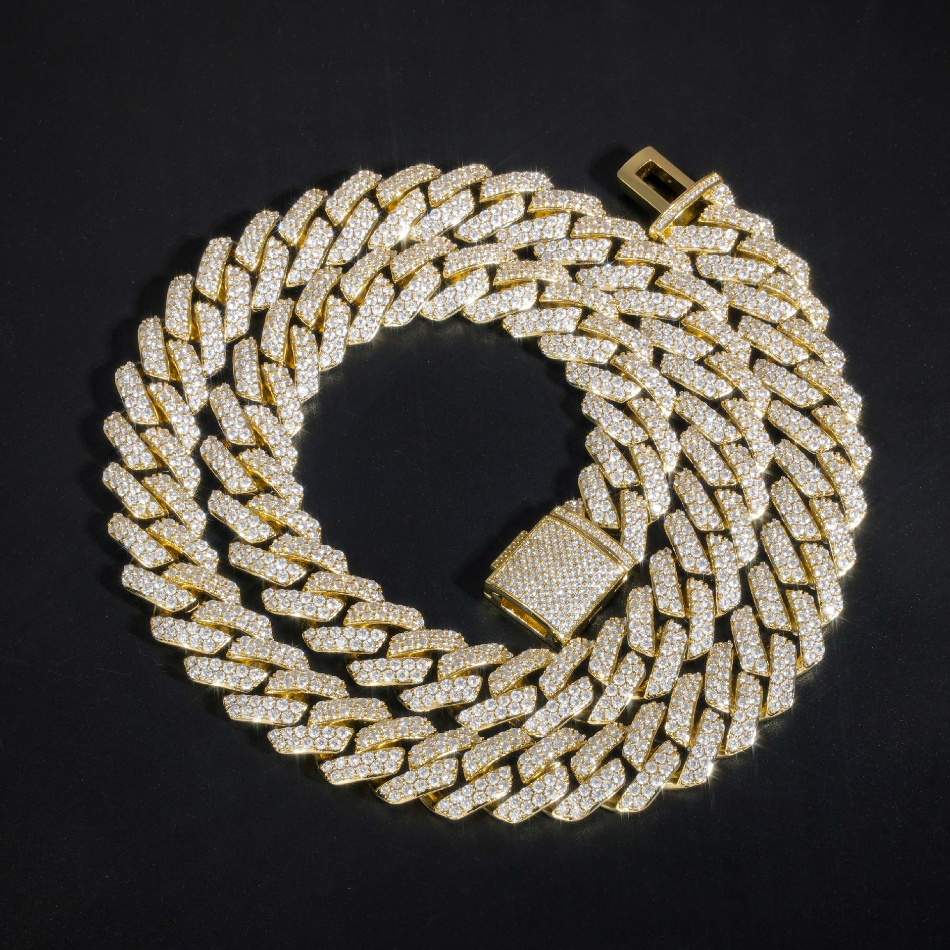AODHY 8–15mm Double-Row Diamond-Shaped Iced-Out Cuban Link Necklace & Bracelet — detail 25