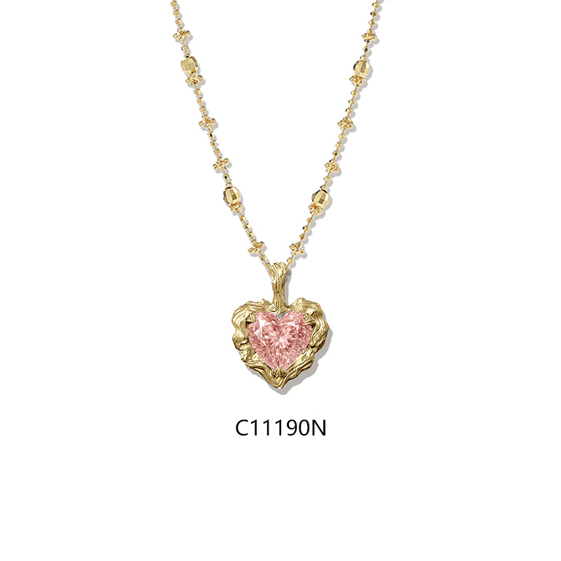 Vintage Lab Grown Gemstone Pendant Necklace, 925 Sterling Silver 18K Gold Plated Fairy Chain Necklace for Women — detail 1