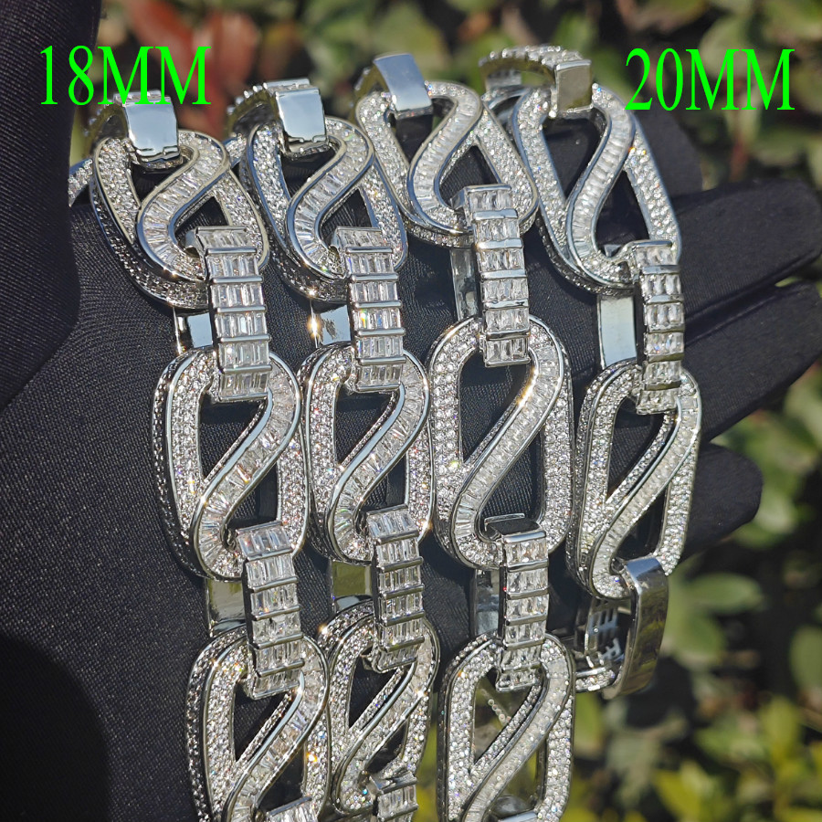 Unisex 18mm / 20mm Stone-Set Geometric Link Necklace & Bracelet — detail 4