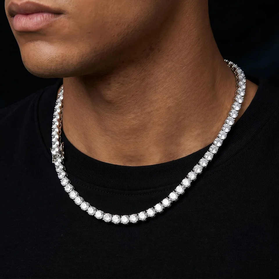 5mm Tennis 18K White Gold Chain