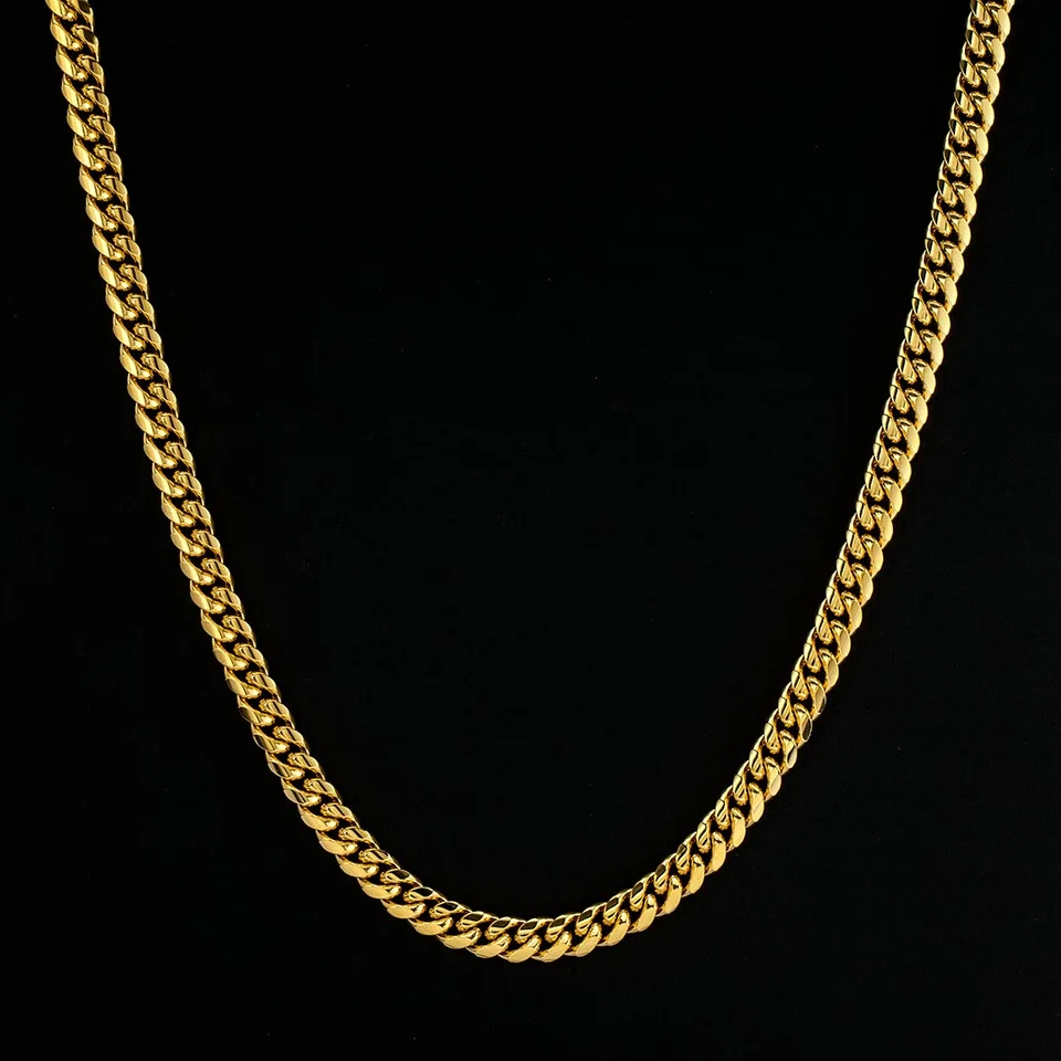 8mm Stainless Steel Cuban Chain in Gold