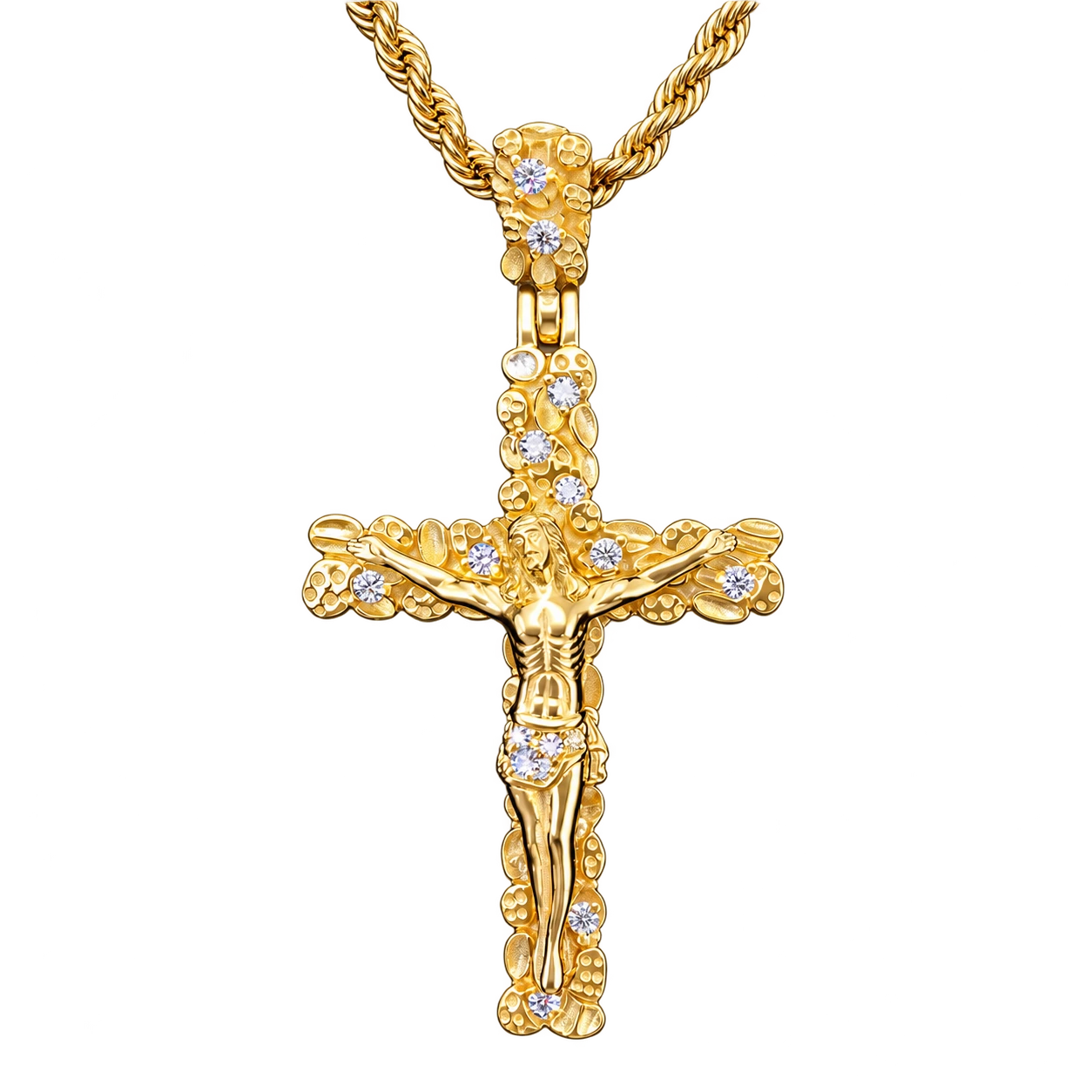 AODHY 925 Sterling Silver VVS1 Moissanite Crucifix Pendant Necklace