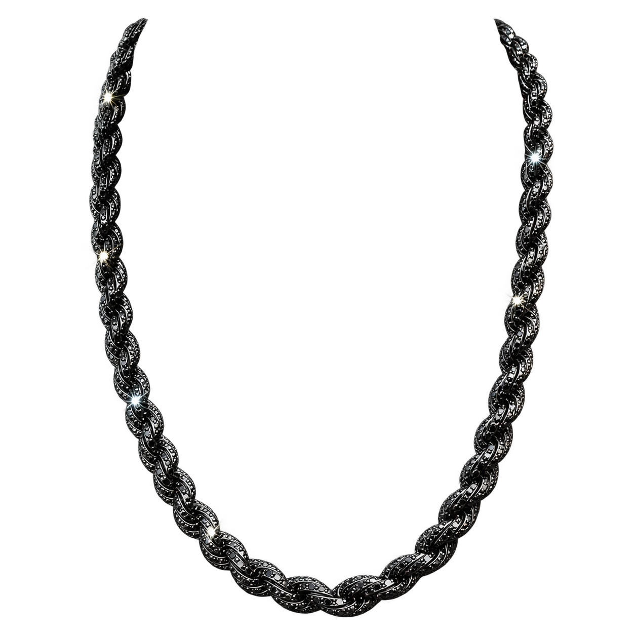 AODHY 9mm Black Iced Out Rope Chain