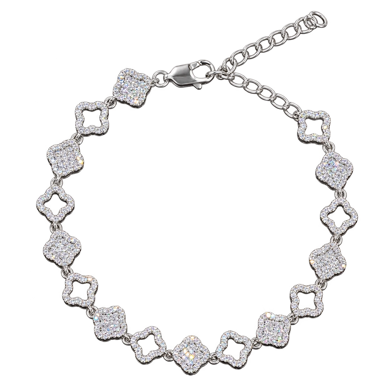 AODHY Iced Out 8.5mm Four-Leaf Clover Bracelet