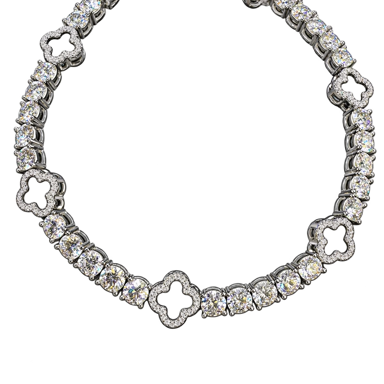 AODHY Iced Out Four-Leaf Clover Tennis Bracelet
