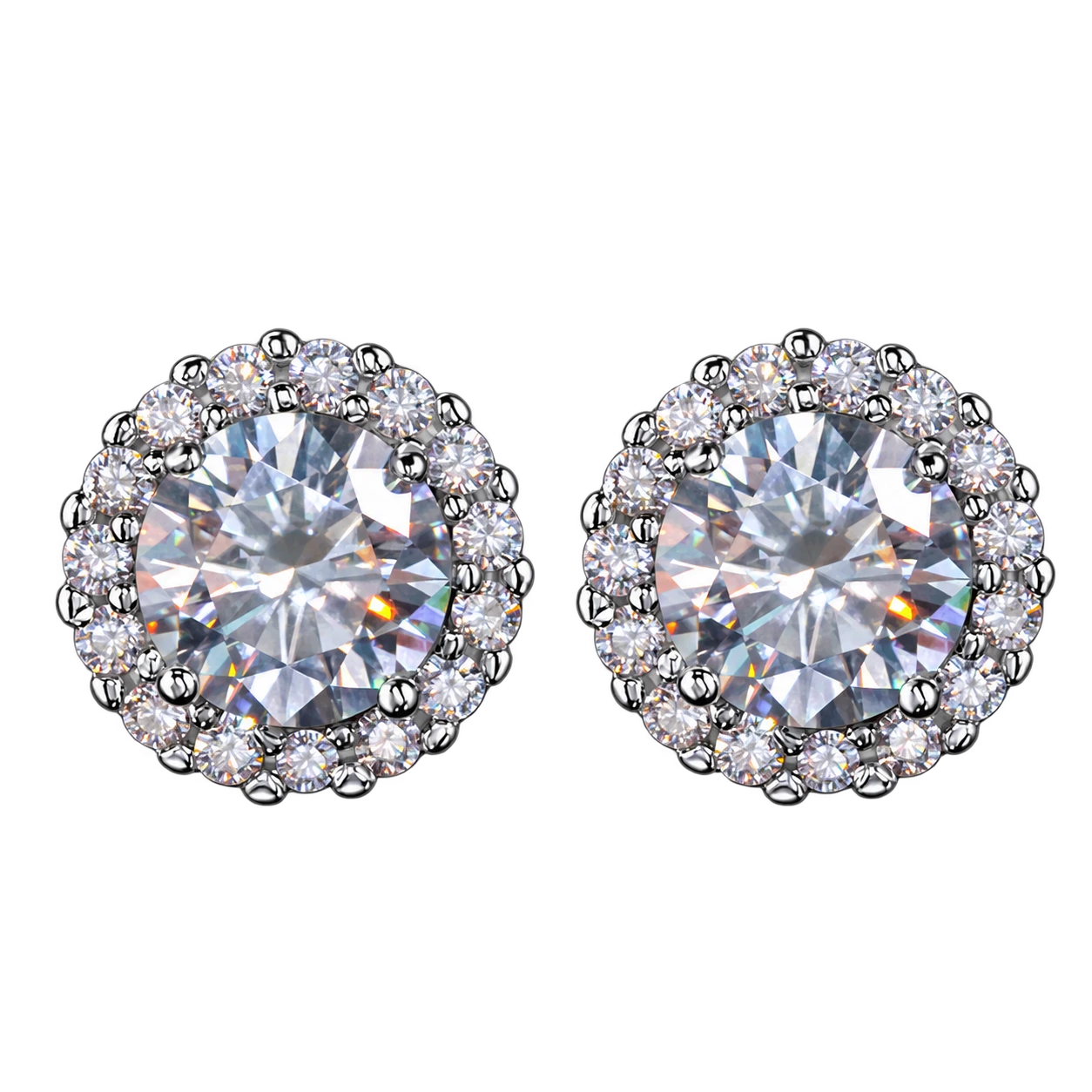 AODHY Round Cut Moissanite Magnetic Non-Piercing Stud Earrings