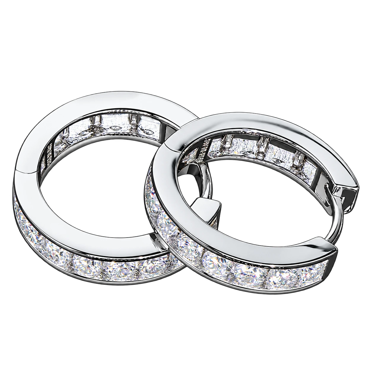 Moissanite Hoop Earrings in 925 Sterling Silver